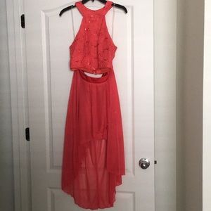 Coral two piece homecoming dress